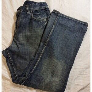 Carbon Black Men's Distressed Bootcut Blue Jeans 34x30 Tribal Streetwear Y2K